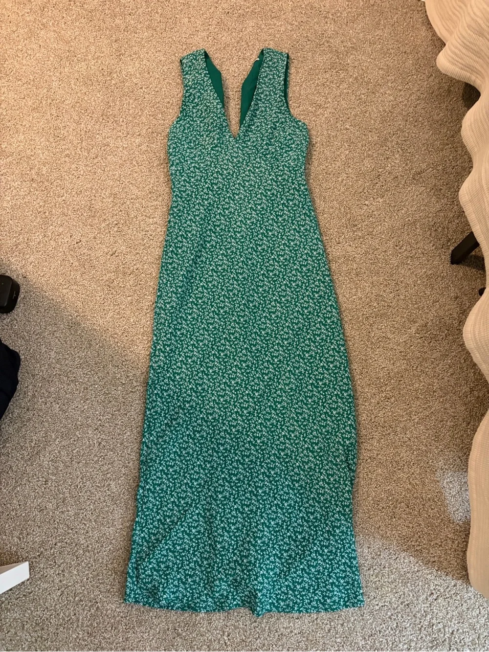 Abercrombie & Fitch Teal Floral V-Neck Sleeveless Maxi Dress